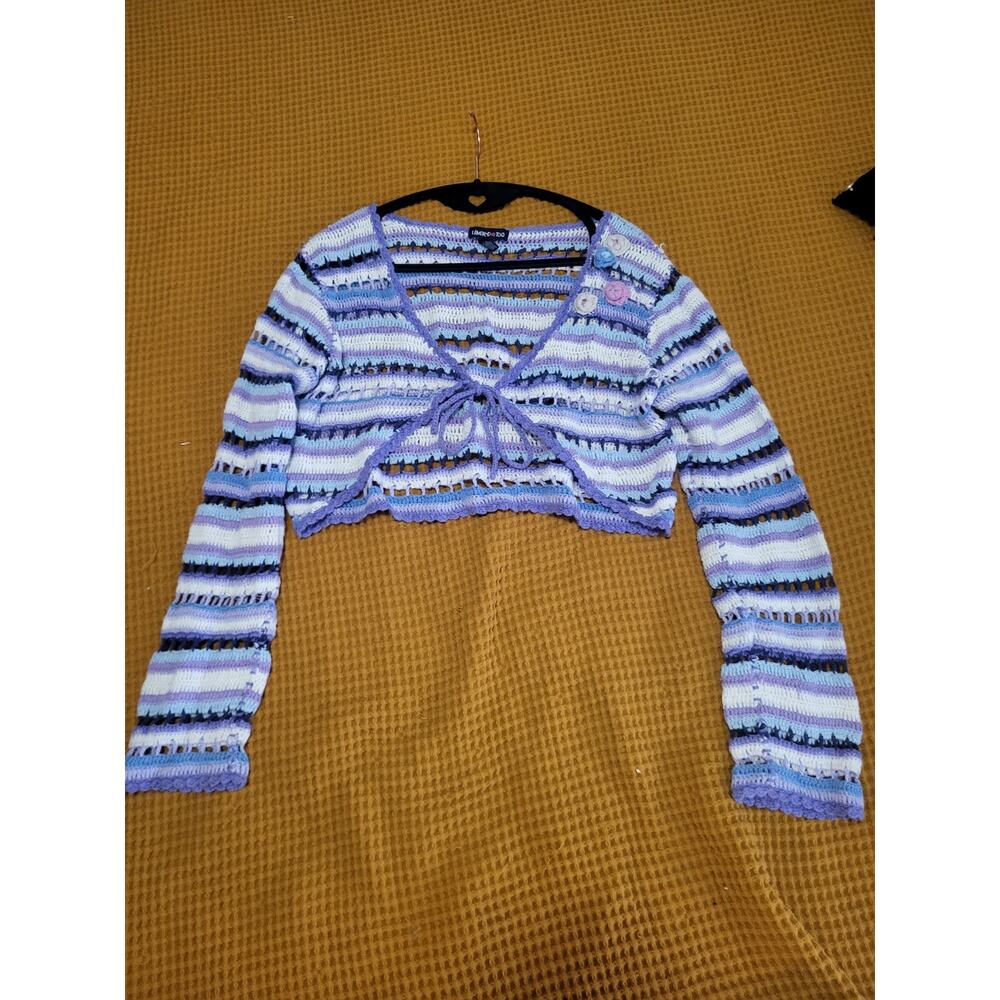 Limited Too Rare Vintage Crochet Y2K Stripe Long Sleeve Girls Cardigan XXXL